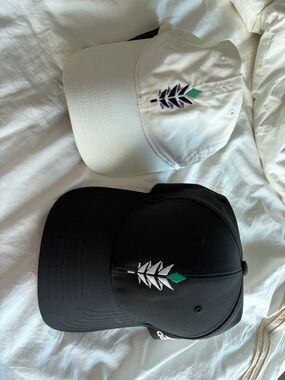 adidas Men's Black and White Caps with Green & Purple Leaf Embroidery